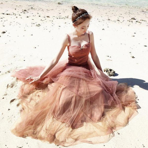 Vestido Retro de Tirantes con Malla para Mujer