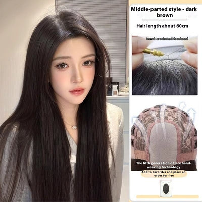 Peluca Larga Mujer Cabello Natural Liso Frente Encaje Completo Premium - Image 6