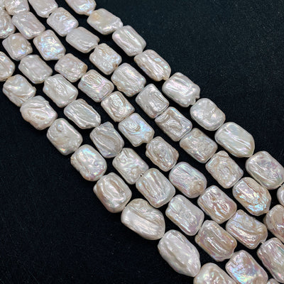 Collar de Perlas de Agua Dulce Rectangulares 14mm con Brillo Intenso