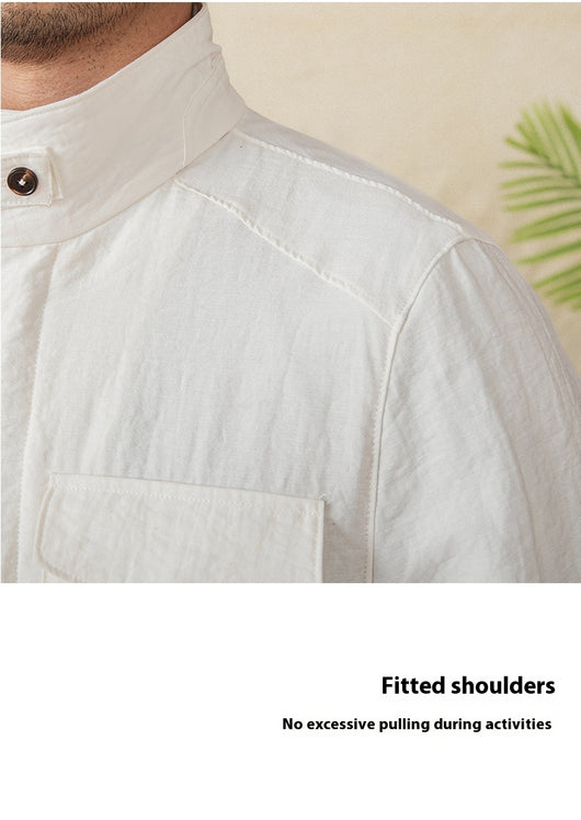 Chaqueta Safari de Lino Gentry con Cuello Tipo Mao - Image 15