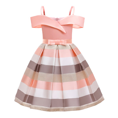 Vestido Infantil sin Tirantes a Rayas para Cumpleaños - Image 3