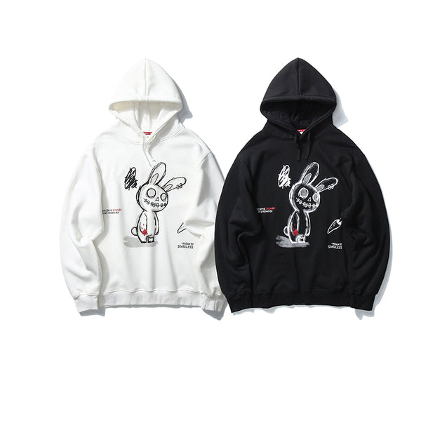 Sudadera con Capucha Estampado Conejo Graffiti para Mujer - Talla Plus