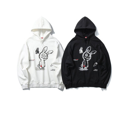 Sudadera con Capucha Estampado Conejo Graffiti para Mujer - Talla Plus