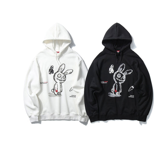 Sudadera con Capucha Estampado Conejo Graffiti para Mujer - Talla Plus