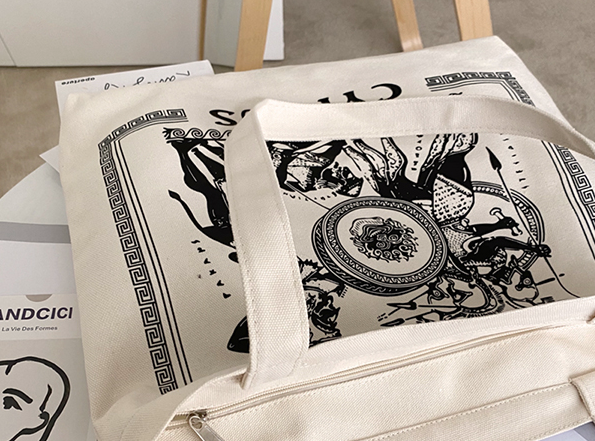 Bolsa de Lona para Mujer con Ilustración Artística Vintage