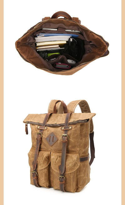 Mochila Vintage de Cuero Crazy Horse Impermeable con Gran Capacidad - Image 12