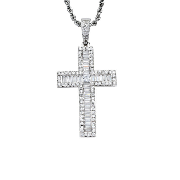 Dije Cruz de Cobre con Circonita Incrustada - Collar de Fe