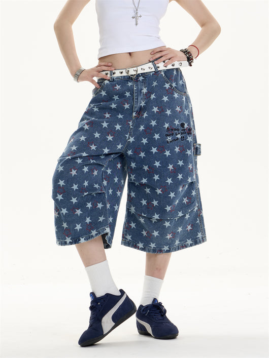 Pantalón Denim Estampado Crop Ancho y Suelto - Image 14