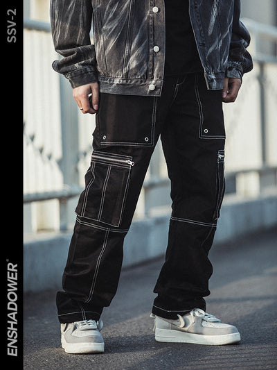 Pantalones Cargo Deconstruidos de Pierna Ancha para Hombre - Image 12