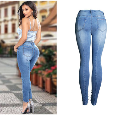 Jeans Slim Skinny Elásticos con Detalles de Cuentas - Image 19