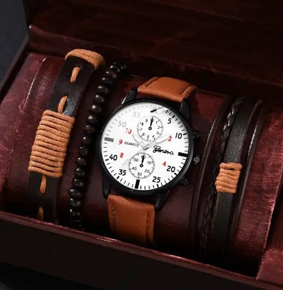 Reloj de Pulsera Canvas con Tres Esferas y Calendario - Set Completo