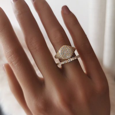 Anillo de Plata 925 Cuadrado Diamantado Estilo Minimalista Frío - Image 3