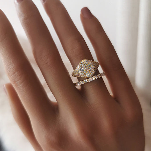 Anillo de Plata 925 Cuadrado Diamantado Estilo Minimalista Frío - Image 3