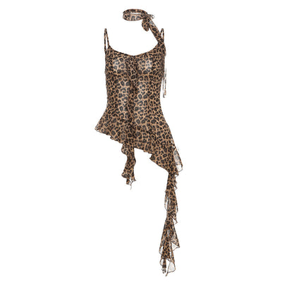 Blusa sin Mangas Leopardo con Flecos Audaz - Image 6