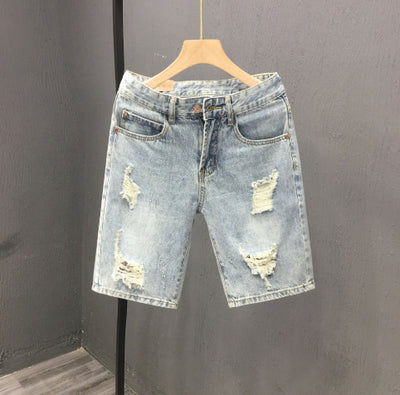 Pantalones Cortos Denim para Hombre con Roturas Desgarradas - Image 8