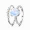 S925 Plateado Oval Moonstone Double Layer Ladies Ring Verde Tamaño 6