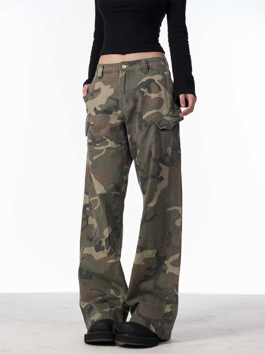 Pantalones Cargo Camuflaje Mujer Rectos Holgados Casual - Image 15