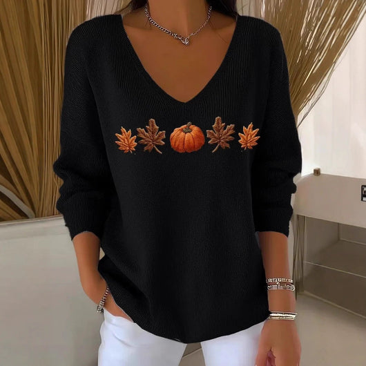 Suéter Cuello V Manga Larga con Impresión 3D Digital para Mujer - Image 4