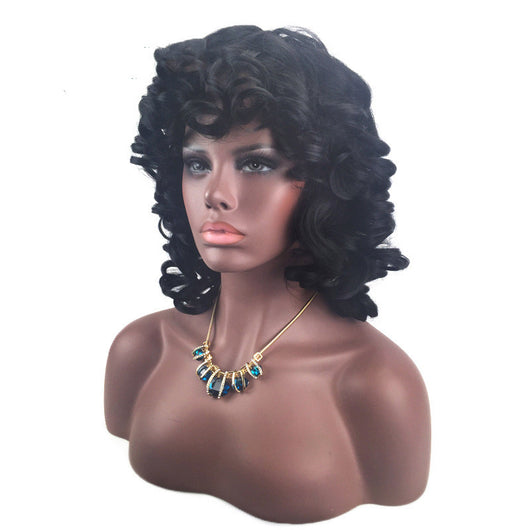 Peluca Corta Rizada de Malla Rosada para Mujer - Image 5