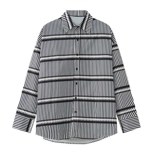 Camisa Hombre Rayas Azul y Blanco con Hombreras Tridimensionales - Image 3
