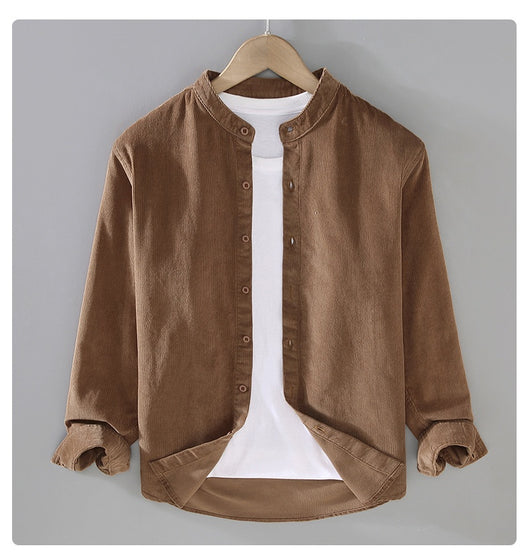 Chaqueta Camisa Retro de Pana para Hombre con Cuello Alzado - Image 12