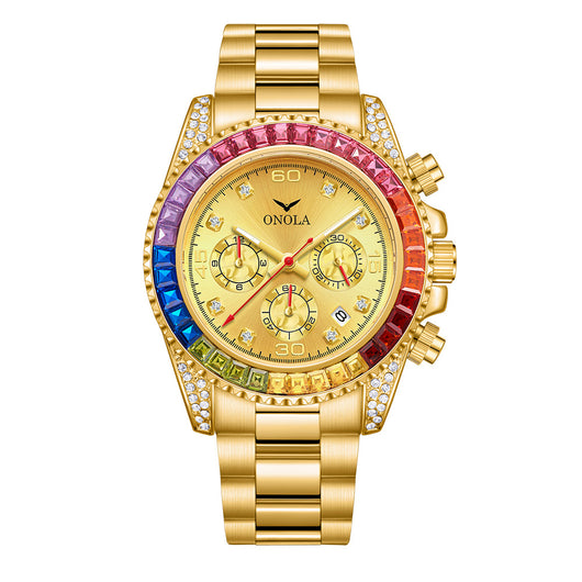 Reloj Ejecutivo Resistente al Agua con Banda de Acero Inoxidable y Arcoíris - Image 4