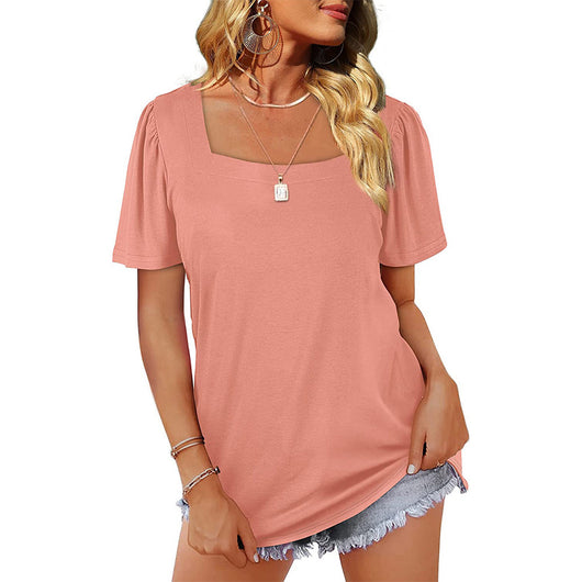 Camiseta de Cuello Cuadrado con Rayas Fruncidas para Mujer - Image 12