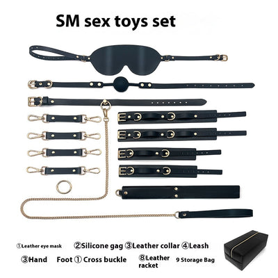 Set Completo de 9 Piezas para Parejas - Bolsa de Cuero, Pulsera, Accesorios Íntimos - Image 5