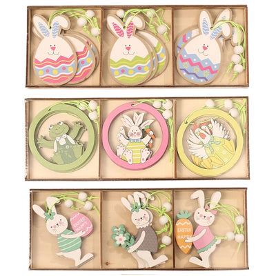 Colgante de Madera Pintado con Conejito de Pascua y Animales - Image 6