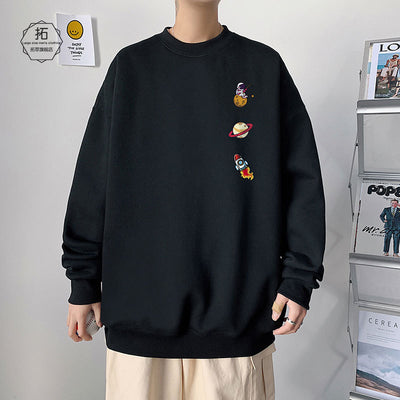 Suéter Hombre Cuello Redondo Estilo Hong Kong Corte Holgado Primavera - Image 3