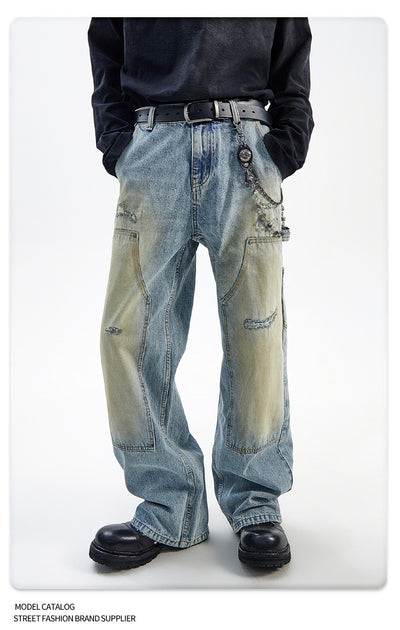 Jeans Rectos Vintage Desteñidos Estilo Americano - Image 15