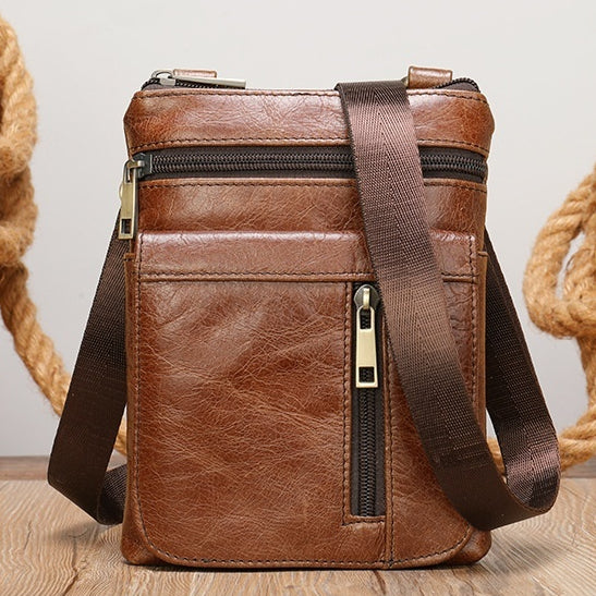 Bolsa Bandolera de Cuero Genuino para Hombre - Estilo Casual