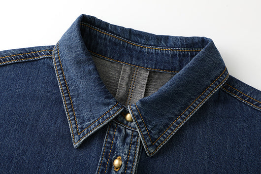 Camisa Minimalista Azul Denim para Commute Diario - Image 8