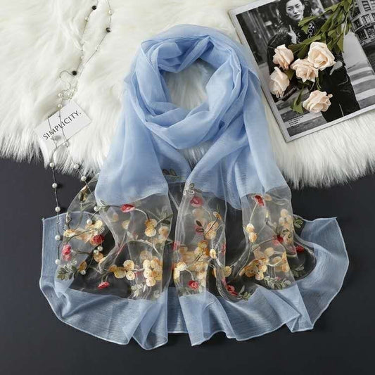Pañuelo de Seda Bordado Elegante y Versátil para Mujer - Image 2