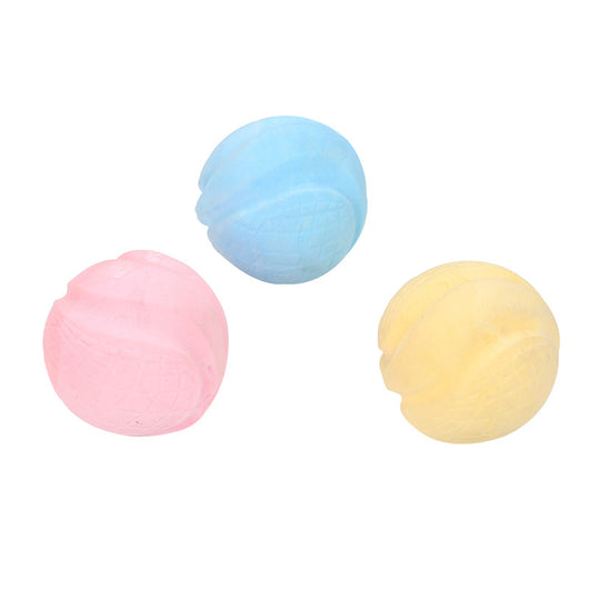 Light blue textured TPR foam dog toy ball, 7.5cm in diameter, for pet play and chewing. - Image 13