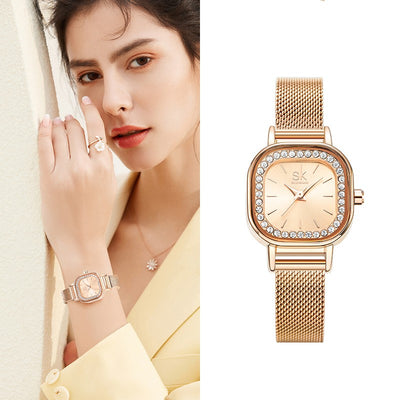 Reloj Cuadrado para Mujer con Malla Metálica y Cristales - Image 9