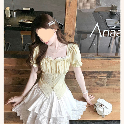 Blusa Amarilla Cuello Cuadrado Rayas Slim Fit Elegancia Francesa - Image 13