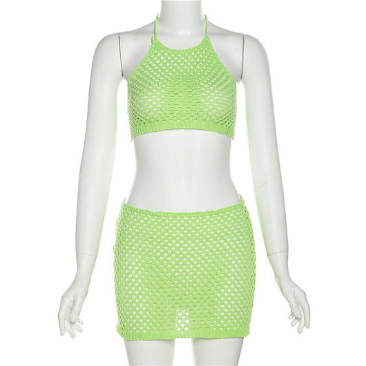 Conjunto Ajustado de Encaje Transparente con Espalda Descubierta - Image 10