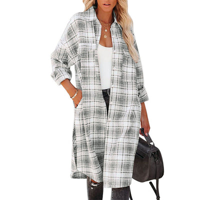 Abrigo Camisero Cuadros para Mujer - Largo Medio - Image 8