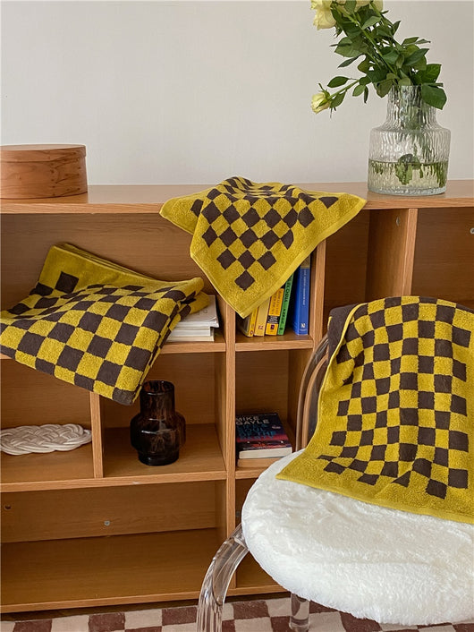 Toallas de Algodón Peinado Tejidas con Diseño Cuadrícula Padre e Hijo - Image 57