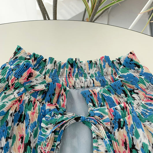 Blusa Georgette Estampada con Mangas Tres Cuartos y Detalles en Chifón - Image 5