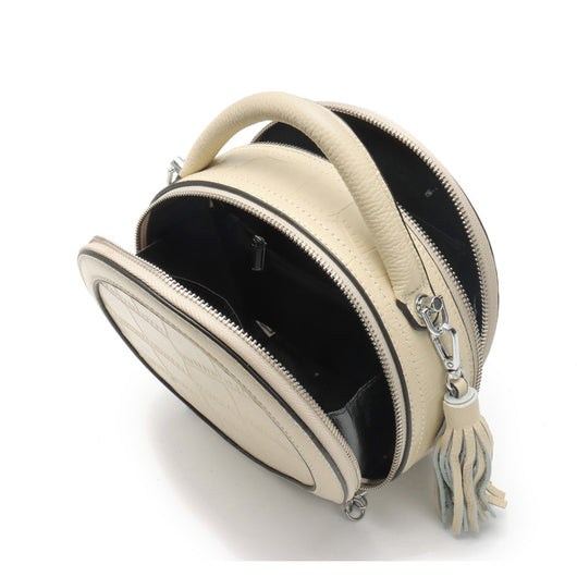 Bolso Redondo de Cuero para Mujer - Mensajero Compacto - Image 2