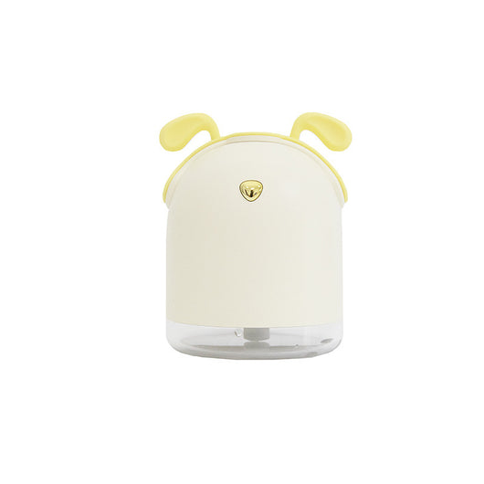 Yellow smart humidifier with cute animal ears and a gold emblem, featuring a transparent base for small spaces. - Image 3