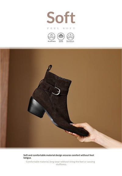 Botas de Ante con Tacón Grueso y Forro Polar para Otoño-Invierno - Image 11