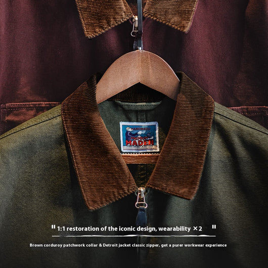 Chaqueta Detroit de Lona Pesada Estilo Retro - Abrigo Safari Corto Resistente - Image 3