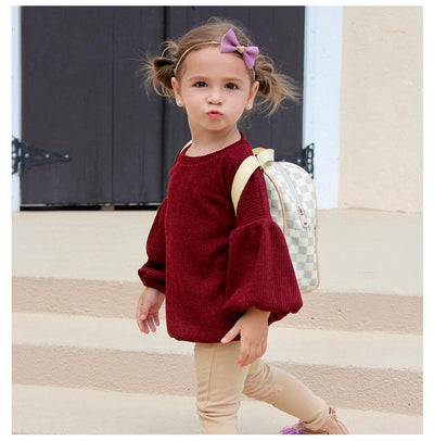 Blusa Infantil Primavera con Mangas Linterna - Colores Sólidos - Image 4