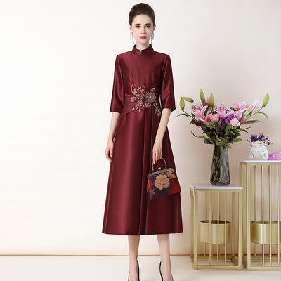 Vestido Cheongsam Elegante para Banquetes y Bodas