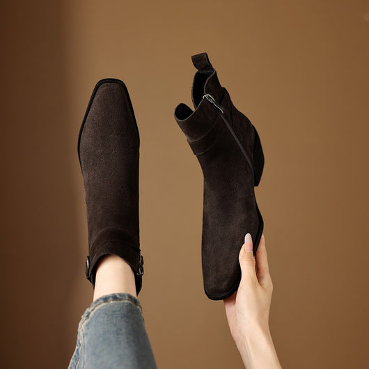 Botas de Ante con Tacón Grueso y Forro Polar para Otoño-Invierno - Image 26
