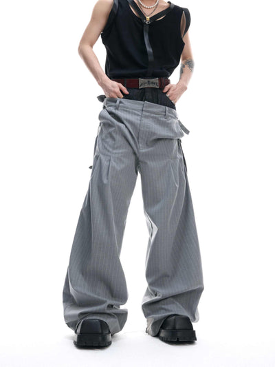 Pantalones Denim Crudo con Diseño de Rayas en Cintura y Costura Artesanal Unisex - Image 10