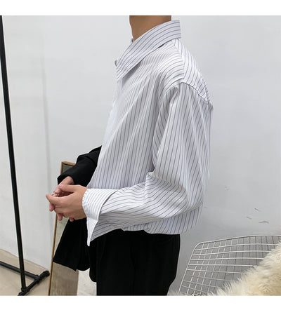 Camisa Casual Ejecutiva con Solapa Asimétrica y Rayas - Image 7